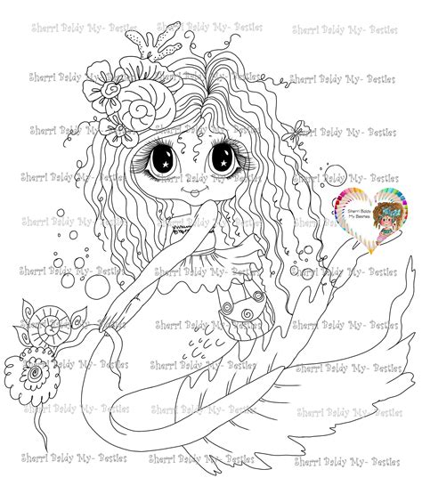 Magical Mermaid Instant Download Digi Stamp ~ Mermaid Doll 11 By The Artist Sherri Baldy