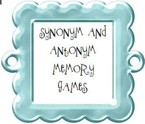 Synonym and Antonym Memory Game | Synonyms and antonyms, Memory games ...