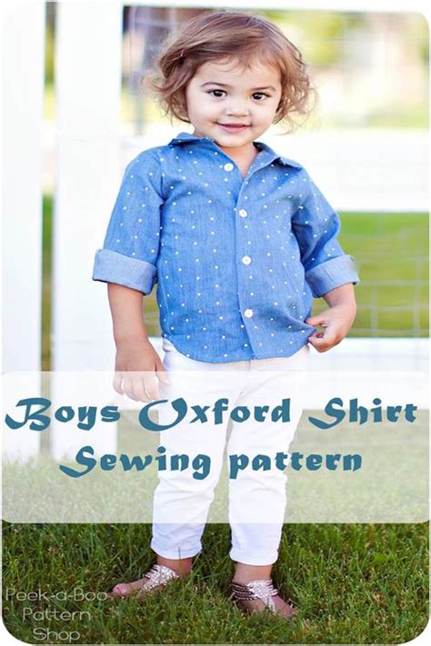 Boys Button Up Oxford Shirt Sewing Pattern 3mth 12yrs Includes Three