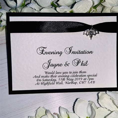 Evening Wedding Invitations A6 Postcard Style Black And Etsy