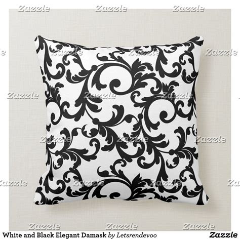 White and Black Elegant Damask Throw Pillow | Zazzle.com | Damask throw pillows, Damask pillows ...