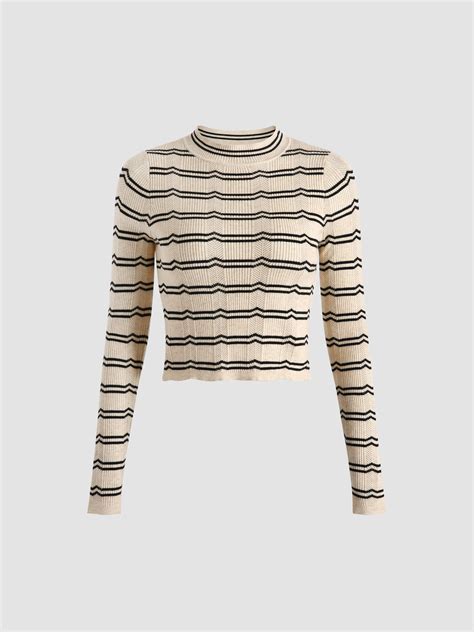 Striped Knitted Crop Top Cider