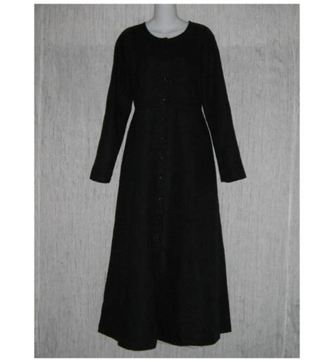 new flax shapely black linen duster dress jacket jeanne engelhart small s