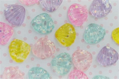 20mm Iridescent Pastel Seashells Yume Kawaii Bright Glitter Etsy