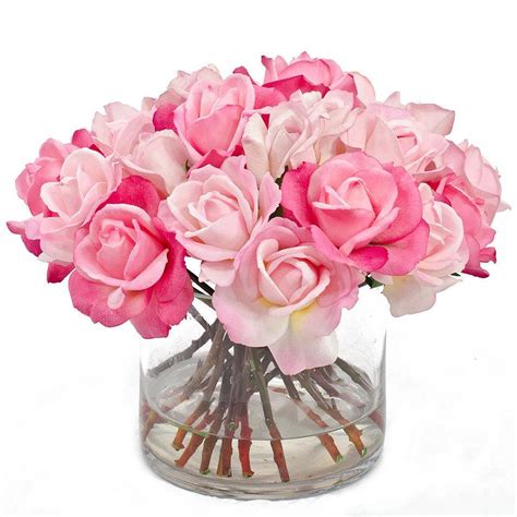 Real Touch Roses With Rose Buds Cylinder Arrangement Flovery