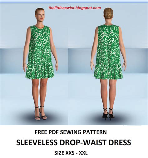 Free Pdf Sewing Pattern Sleeveless Drop Waist Dress Tianas Closet