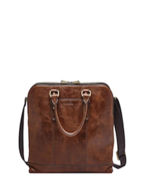Buy Fossil Men Brown Solid Leather Laptop Bag Laptop Bag For Men