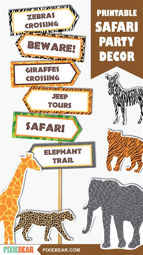 Safari Cutouts Printable Safari Birthday Cutouts Safari Party Signs