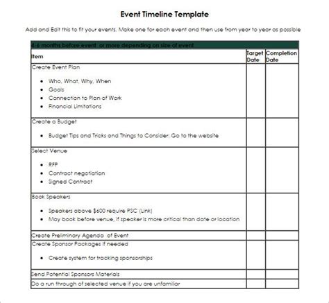 Chronological Timeline Template For Your Needs