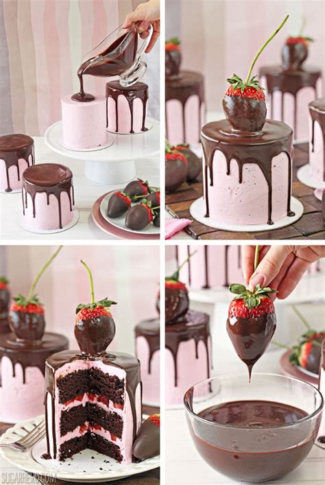 The sky is the limit! Chocolate-Covered Strawberry Cakes - SugarHero
