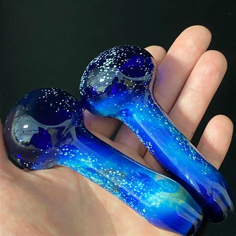 Small Galaxy Pipe Cobalt Space Pipe Pure Silver Fumed Glass Etsy