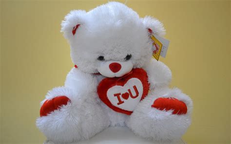 Wallpaper White Love Red Teddy Bears Valentines Day Toy Material Textile Teddy Bear