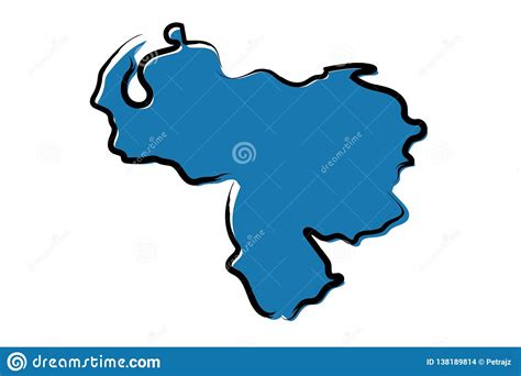 Mapa De Bosquejo Azul Estilizado De Venezuela Ilustración Del Vector