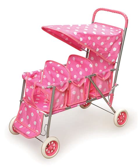 Badger Basket Triple Doll Stroller Pink Polka Dots Fits American Girl Dolls Buy Online In