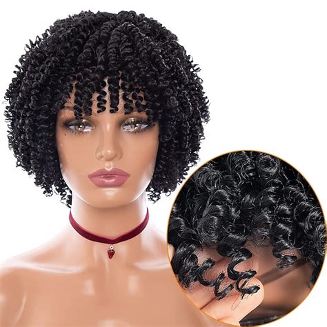 Gray Wigs For Black Women Afro Wigs Short Curly Wigs Kinky Curly Wig With Bangs Natural Hair