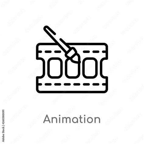 Outline Animation Vector Icon Isolated Black Simple Line Element