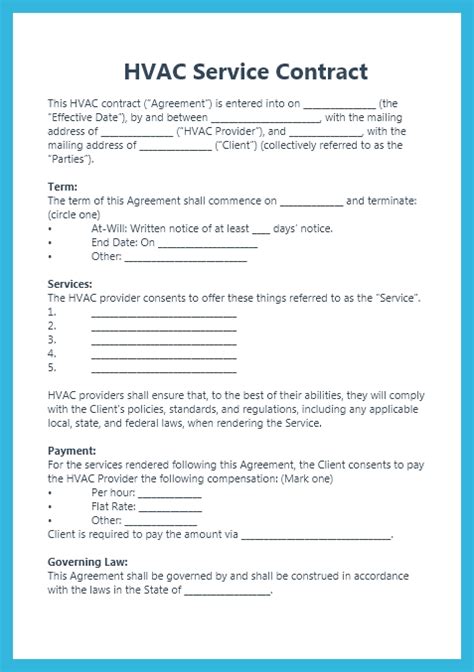Hvac Service Contract Agreement Template Awesome Sign