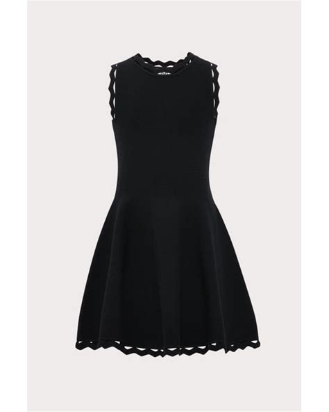 Milly Synthetic Minis Zig Zag Trim Flare Dress In Black Lyst