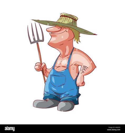 Colorful Vector Illustration Of A Cartoon Farmer Or Redneck Stock