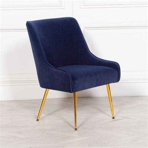 Add style to your seating with our beautiful collection of dining chairs. Aurelie Navy Blue Velvet Dining Chair with Gold Legs ...