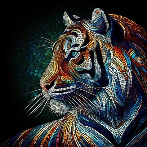 Mosaic Tiger Free Stock Photo - Public Domain Pictures