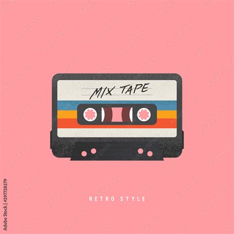 Cassette With Retro Label As Vintage Object For 80s Revival Mix Tape Stock Vector Adobe Stock