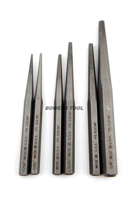Wilde Tool 6pc Tapered Solid Drift Pin Punch Set 116 14in Made In Usa