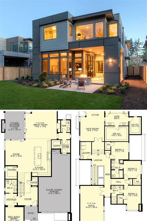 Two Story 4 Bedroom Sunoria Contemporary Style Home Floor Plan In