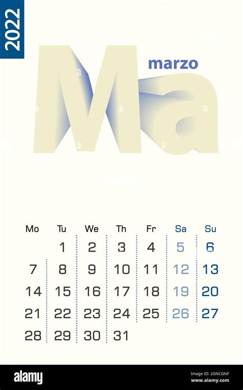 Plantilla De Calendario Minimalista Para Marzo De 2022 Calendario