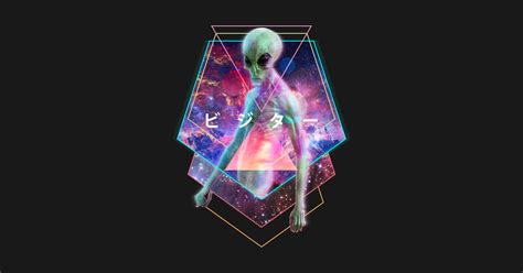 Alien Visitor Vaporwave Aesthetic Galaxy Outer Space Japanese Kanji