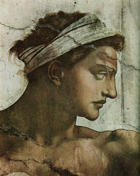 Detail Of The Ignudo Over Jeremiah Sistine Chapel Michaelangelo