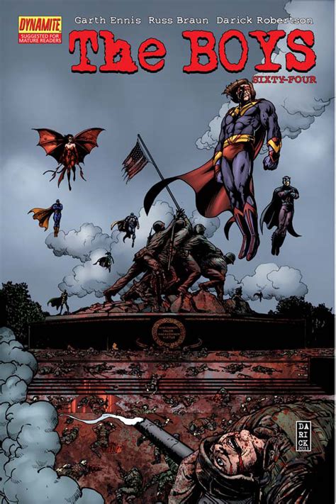 The following is a list of fictional characters in the comic series the boys, created by garth ennis and darick robertson, and its television adaptation contents 1 overview THE BOYS #64