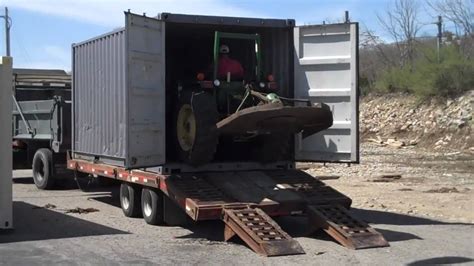 Things to consider for shipping container transportation and handling of cargo containers when buying once you have bought the containers you'll need to move them to their new location. John Deere Tractor Loaded In A Shipping Container - YouTube