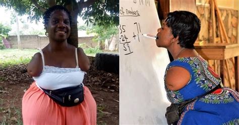 Ghanaian Teacher With No Arms Holds Chalk In Mouth To Write And Teach