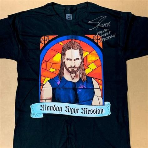 Seth Rollins Signed Monday Night Messiah Authentic T Shirt Wwe Auction