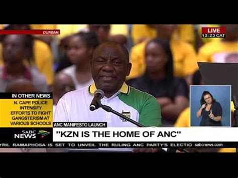 Speaking at the gallagher convention centre in midrand on friday (5 july), ramaphosa's. ANC President Ramaphosa speech for ANC 2019 manifesto ...