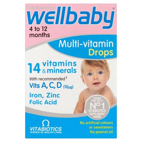 Here are eight available that are excellent for babies from birth. Vitabiotics Wellbaby Multivitamin Drops | Ocado