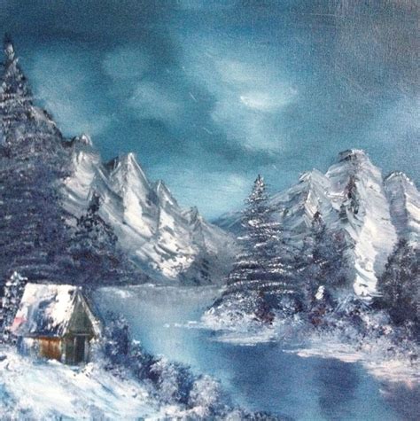 Montagnes Enneigées Peinture Par Chantou 1954 Artmajeur