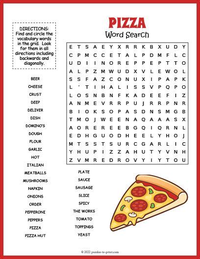 Free Printable Pizza Word Search Word Search Kids Activity Books