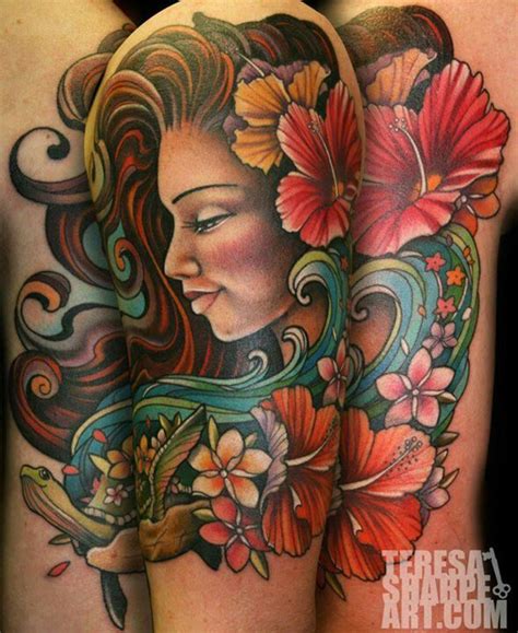 Love This Island Girl Tattoo Hawaiian Tattoo Tattoos Hawaiian Girl Tattoos