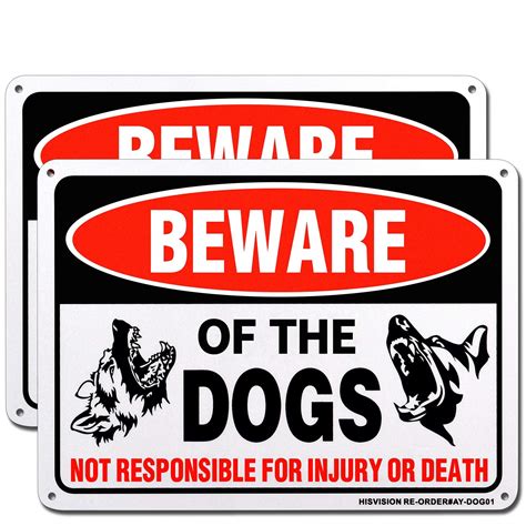 Buy Hisvision Beware Of Dog Sign 2 Pack 10x 7 Rust Free 40 Aluminum