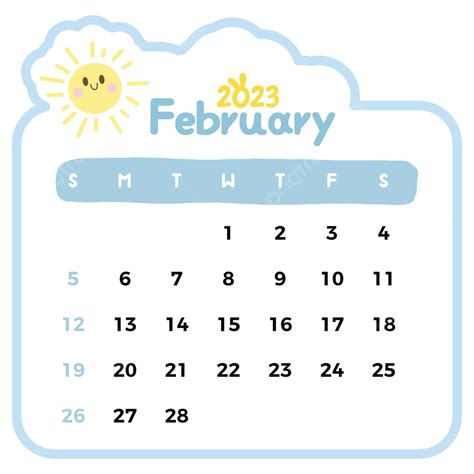 Monthly Calendar February 2023 Vector February 2023 February Monthly