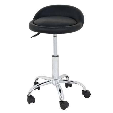 Zenstyle Rolling Swivel Salon Stool Facial Spa Chair With Back Rest Pu