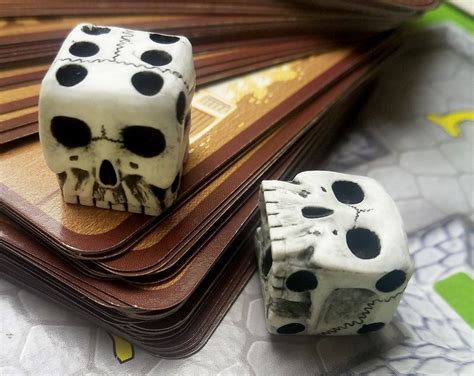 Skull Dice Pair 6 Sided D6 Dnd Bone Unique Custom Dandd Gamer Rpg