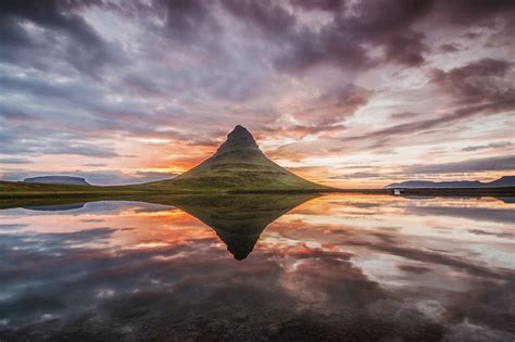 Natural Reflection Mount Kirkjufell On Iceland