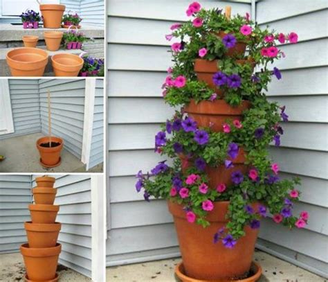 Clay Pot Flower Tower Diy Ideas Video Instructions Flower Pots