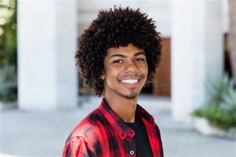 Portrit Of An African American Hipster Man With Afro Hairstyle Stock