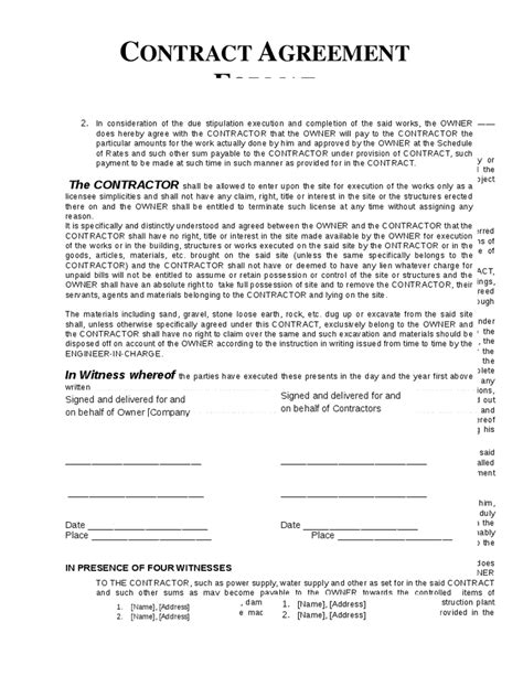 Contractor Construction Agreement Template 28 Construction Contract