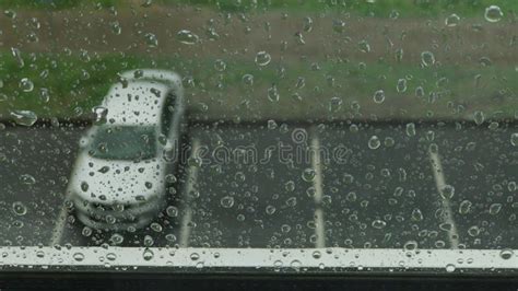 Rain Days Heavy Rain Falling On Window Surface Stock Video Video Of