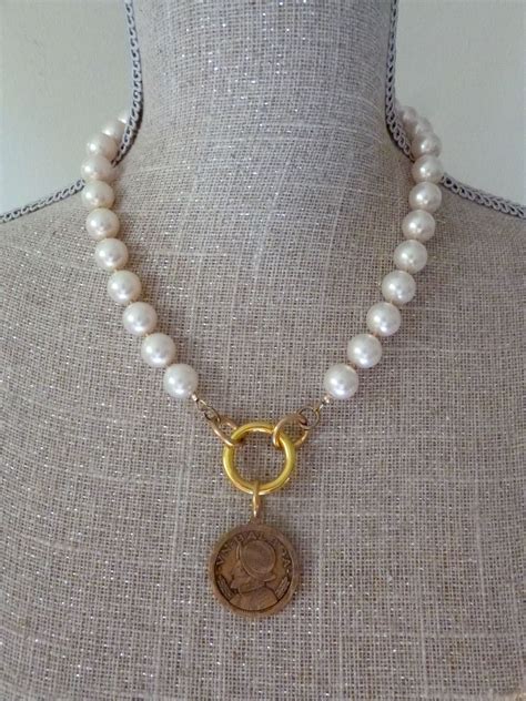 Coin And Pearl Neckpiece Necklace Beaded Necklace Pearls